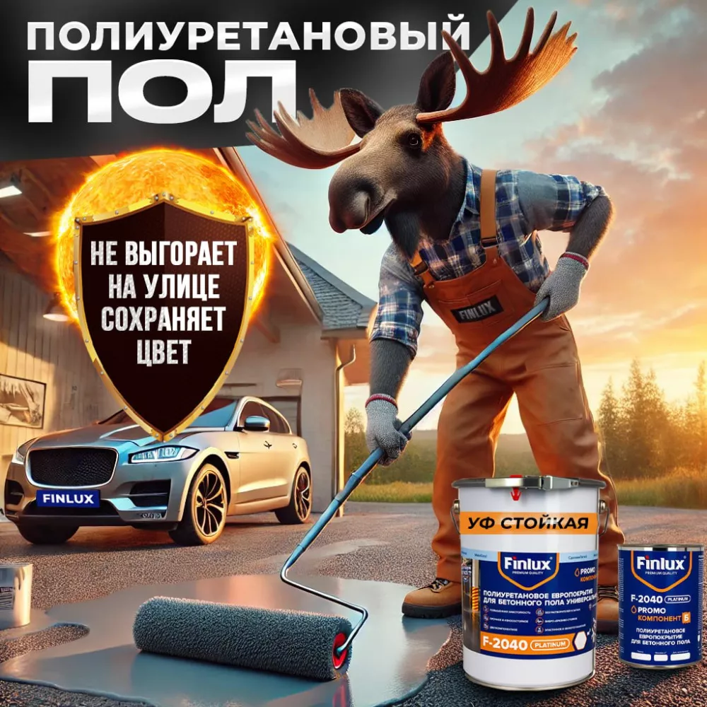 Полиуретановый Уф-стойкий и износостойкий пол для наружных и внутренних работ Finlux F-2040 MAX с эффектом VodoStop®