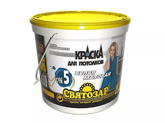 Светостойкая матовая латексная краска Finlux Svatozar- 5/ Финлюкс Святозар-5 для потолков (Белый, 12 кг.)
