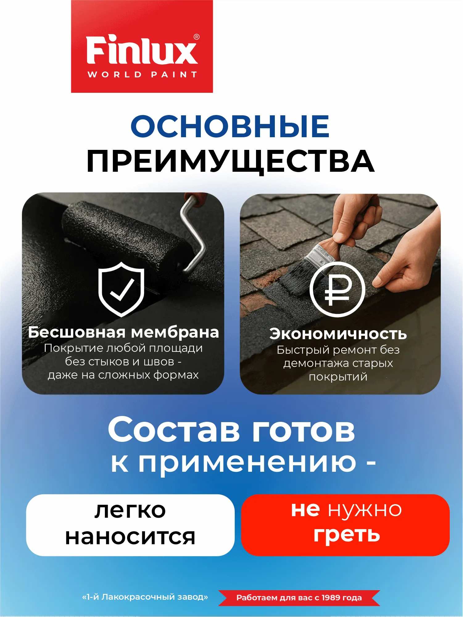 Рулонная гидроизоляция клей VODOSTOP® Finlux F-35-9